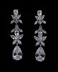 Floral crystal teardrop earrings featuring sparkling flower cluster above a brilliant pear-shaped drop, product view at…