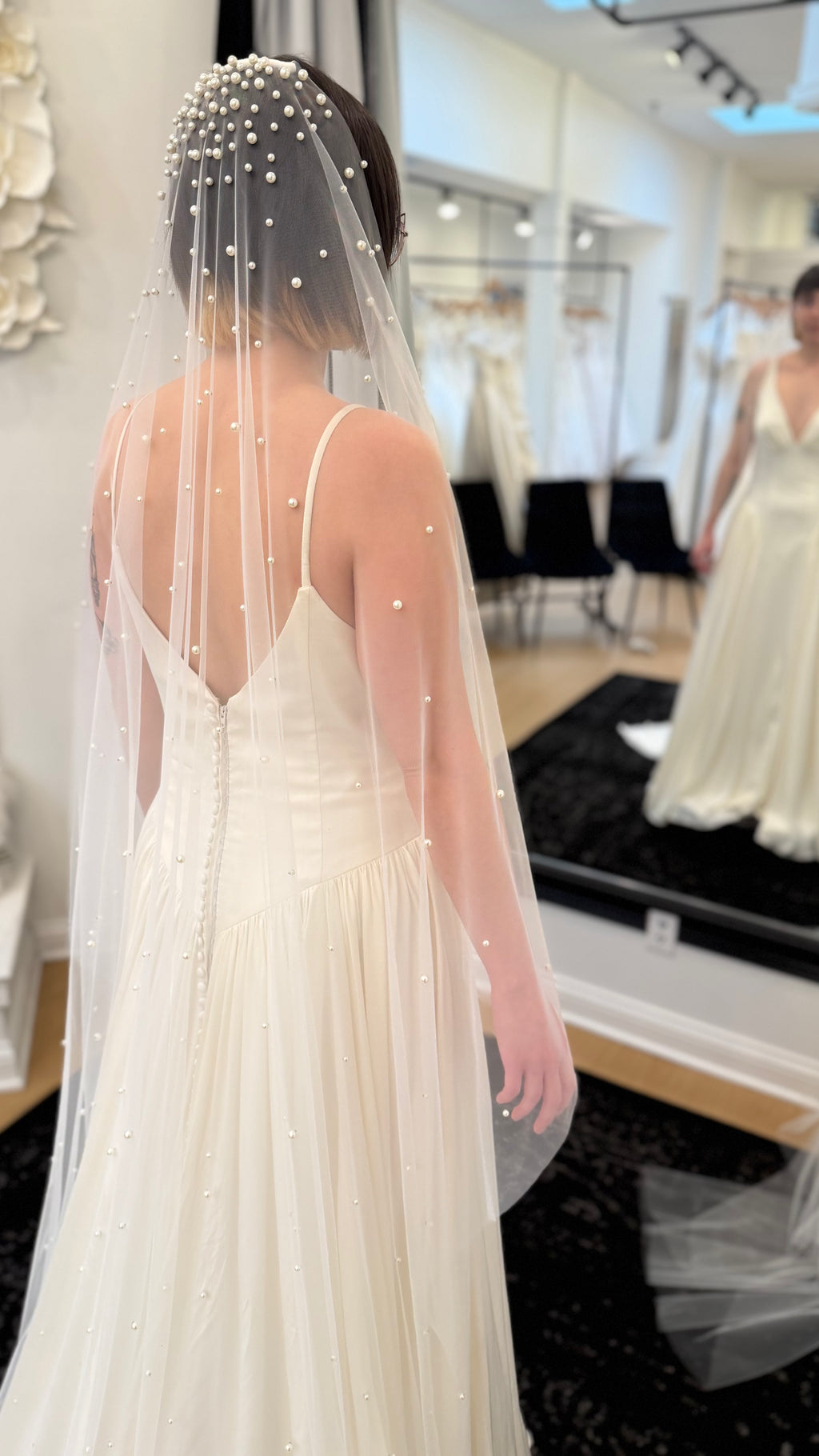Allover Pearl Cathedral Veil | Modern Bridal Statement Veil
