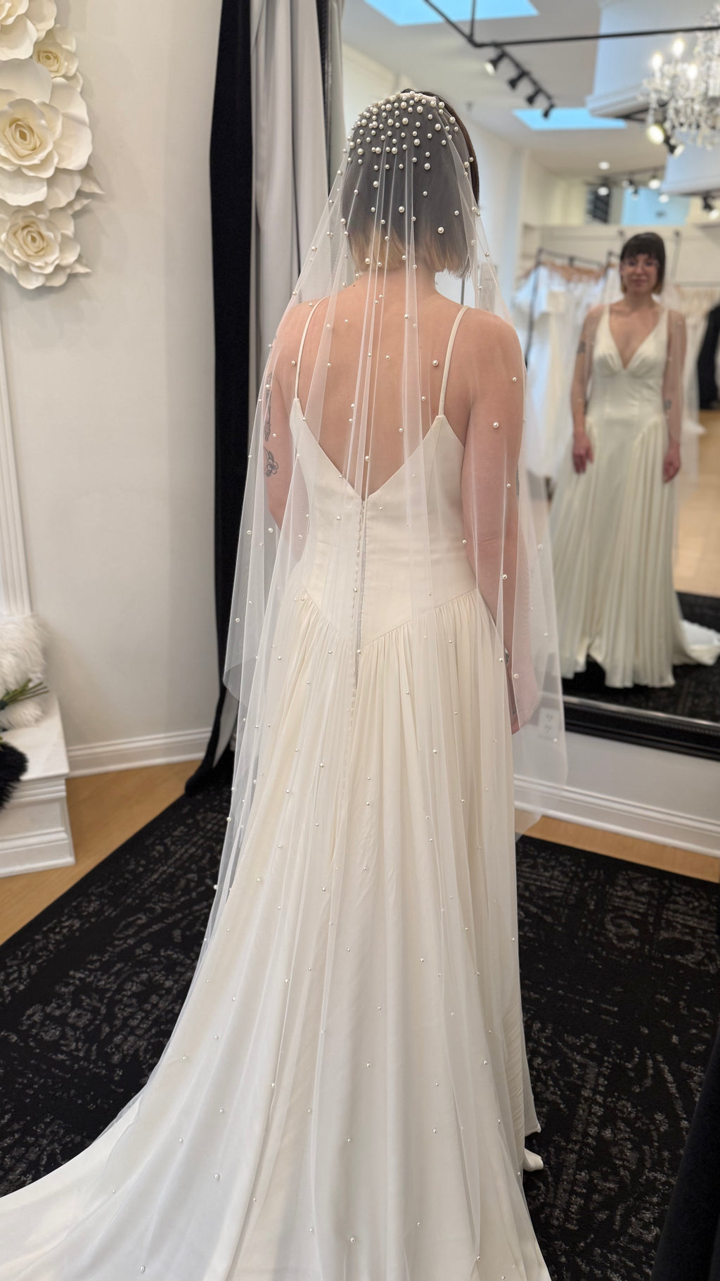 Allover Pearl Cathedral Veil | Modern Bridal Statement Veil