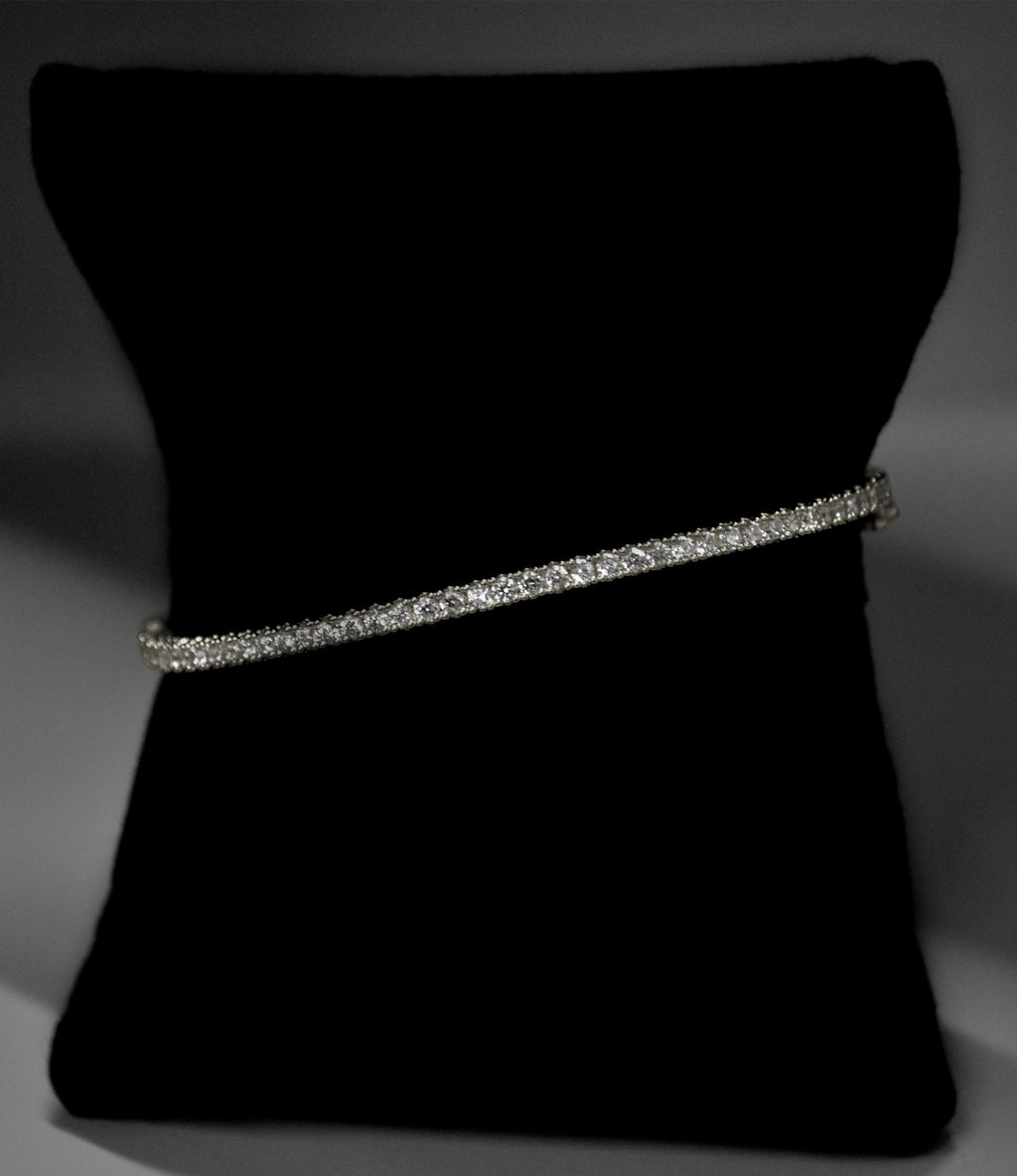 Slim crystal bridal bangle featuring fine row of petite stones for understated sparkle, view 6 at Rebecca’s Louisville