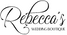 Black script text reading 'Rebecca's' with smaller serif text 'WEDDING BOUTIQUE' underneath, centered on a plain white background.